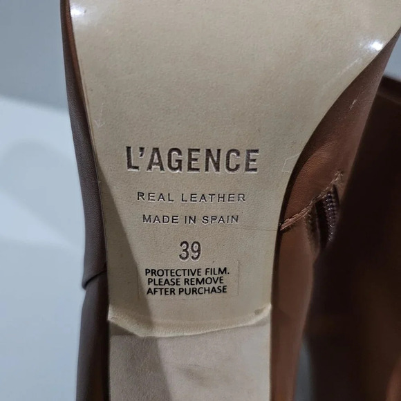 NEW L'Agence Jeanne II Ankle Bootie EU Size 39  Brown Leather Pointed Toe Heeled - Picture 14 of 15